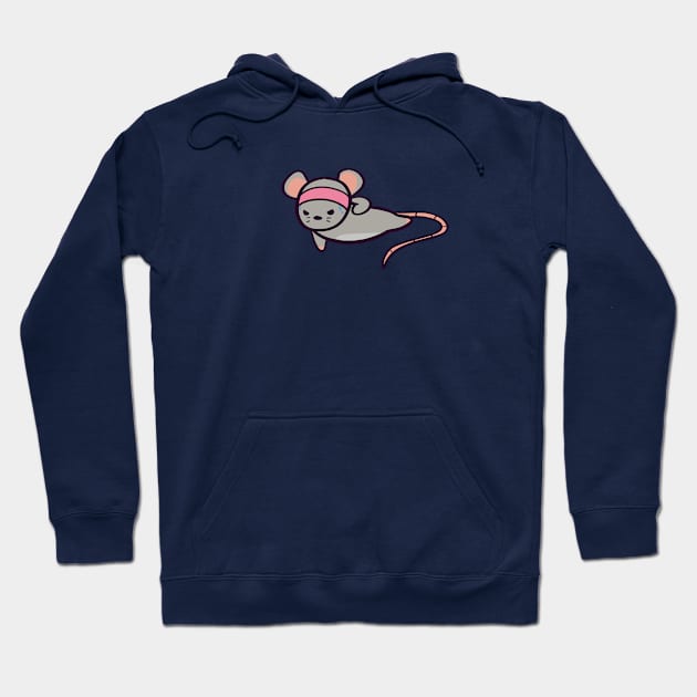 Cartoon Gym Rat Doing One Handed Push Ups Hoodie by ThumboArtBumbo